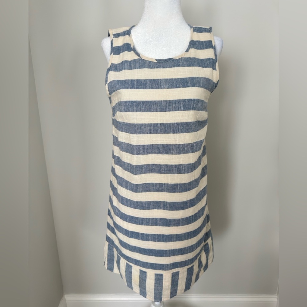Monteau Blue and Cream Striped Dress
